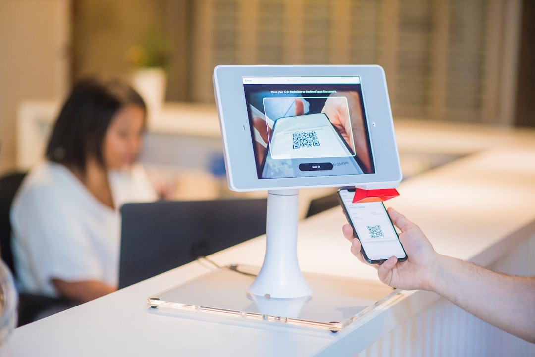 Visitor management monitor at reception